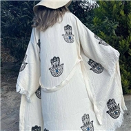مانتو طرح چاپی کمردار زنانه