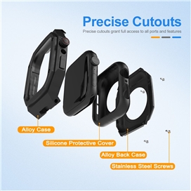 بند و گارد اپل واچ سری لاکچری Luxury Metal Cases Fullbody Protection Silicone apple Watch 44/45 mm