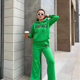 ست هودی و شلوار طرح چاپی در پشت زنانه ورساچه